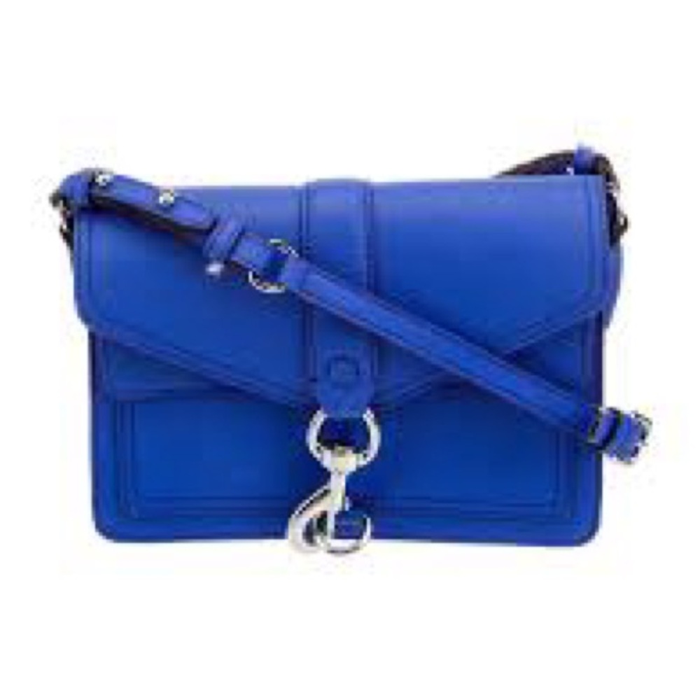 Rebecca Minkoff Hudson Moto Mini Blue Saffiano Leather Crossbody